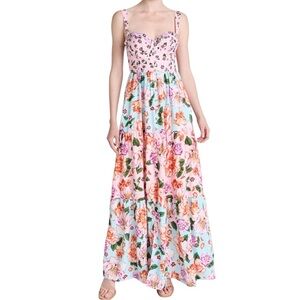 Agua Bendita Pink Floral Maxi Dress